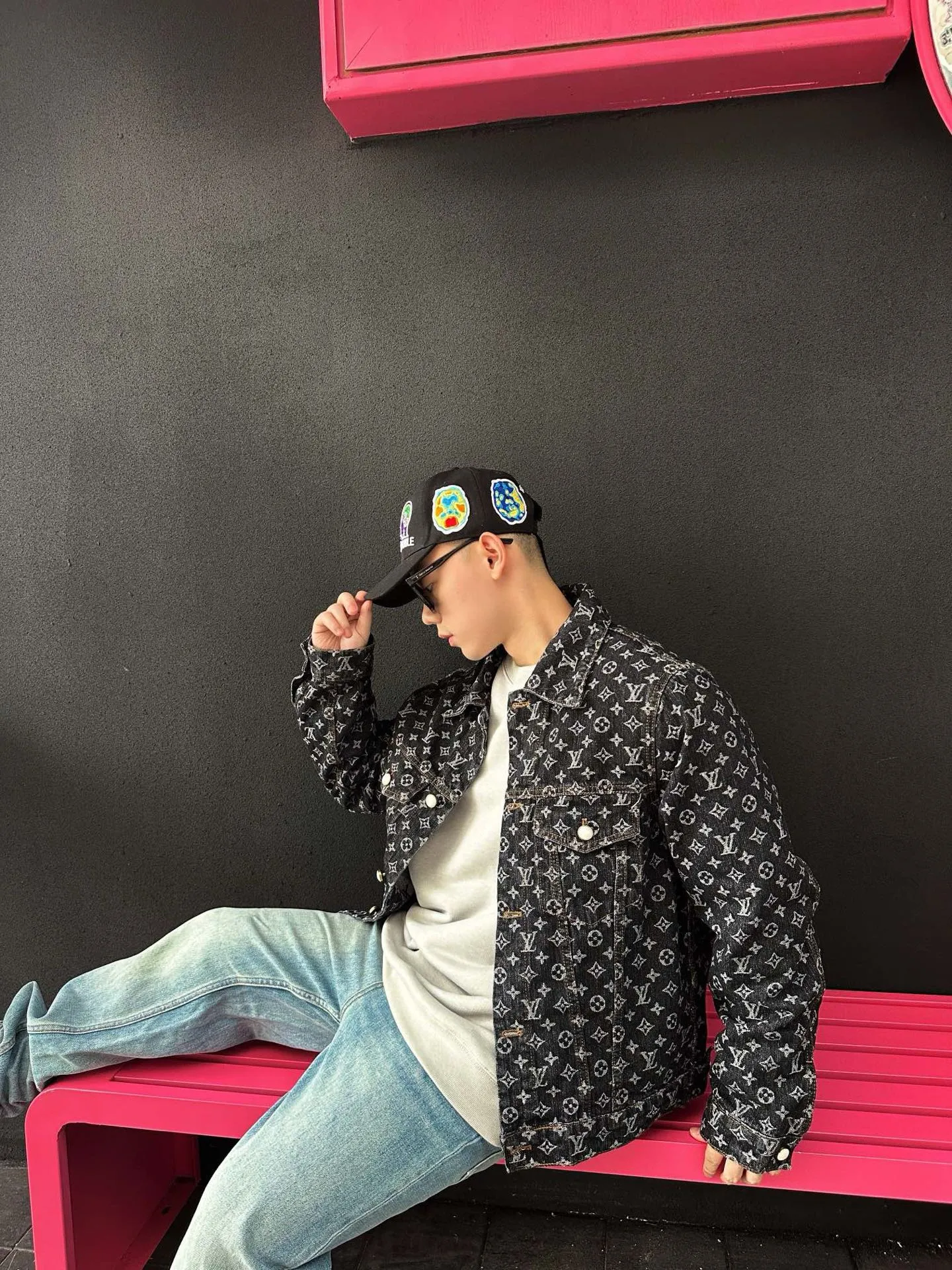Louis Vuitton/Louis Vuitton 24Fw FA all-over printed old flower jacquard denim jacket